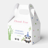 Panda Bear Green Bamboo Kids Birthday  フェイバーボックス (裏面サイド)
