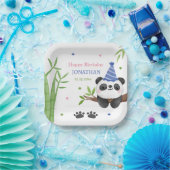 Panda Bear Green Bamboo Kids Birthday  ペーパープレート (パーティー)