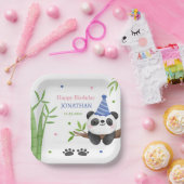 Panda Bear Green Bamboo Kids Birthday  ペーパープレート (パーティー)