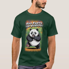 Panda Bear having Fun making Farts on a Green Tシャツ