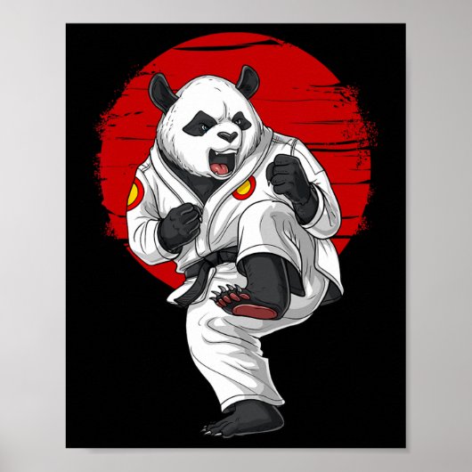 Panda Bear Karate Kickboxing Kung Fu Taekwondo Mar ポスター (正面)