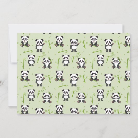 Panda Bear Kawaii Kids First One Birthday Photo 招待状 (裏面)