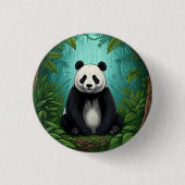 Panda bear sitting in a clearing of the jungle 缶バッジ (正面)