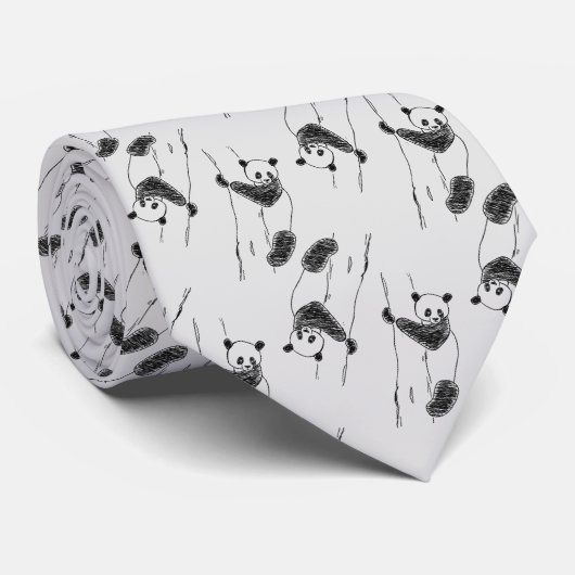 Panda Bear Sketch Pattern  ネクタイ (ロール)