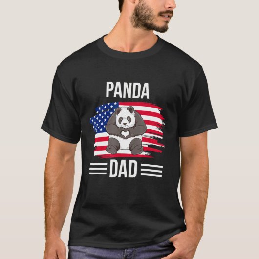 Panda Bear Us Flag 4th Of July  Panda Dad Tシャツ (正面)