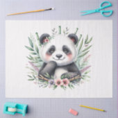 Panda Bear with Bamboo Floral Watercolor 薄葉紙 (クラフト)