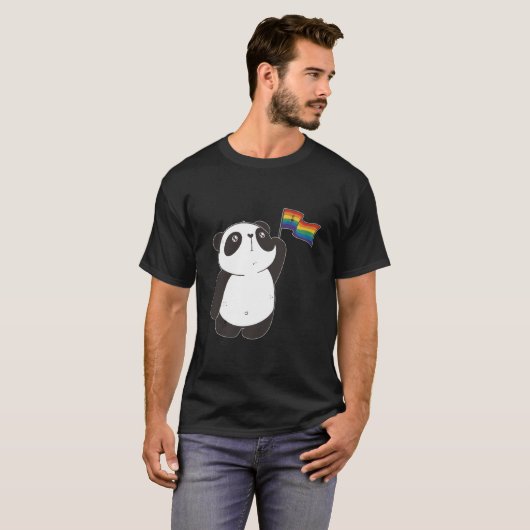 Panda Bear With Rainbow Flag For And Children Tシャツ (正面フル)
