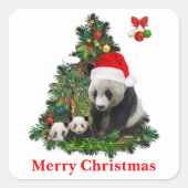 Panda bears Christmas  スクエアシール (正面)
