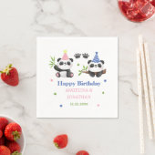 Panda Boy and Girl Joint Birthday  スタンダードカクテルナプキン (インサイチュ)