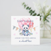 Panda bunting and balloons Baby Shower カード (スタンド正面)