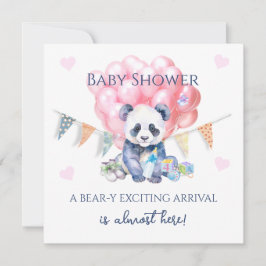 Panda bunting and balloons Baby Shower カード