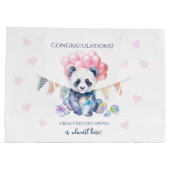 Panda bunting and balloons Baby Shower ラージペーパーバッグ (裏面)