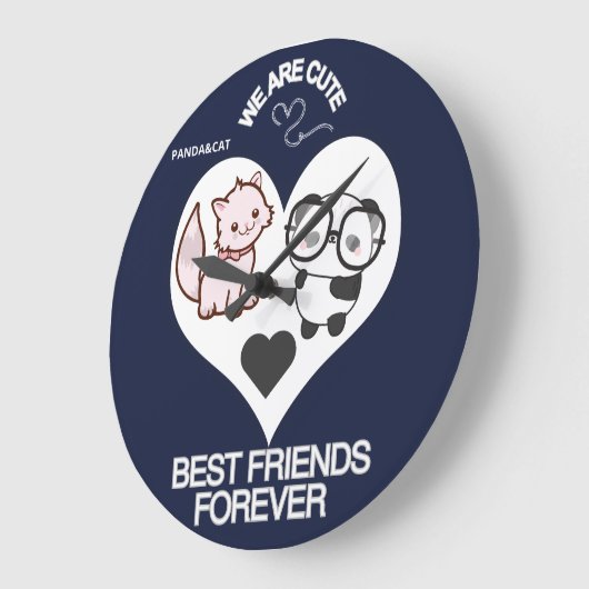PANDA CAT Cute ラージ壁時計 (傾斜)