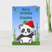 Panda Christmas Folded Greeting Card カード (正面)