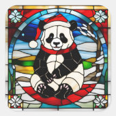 Panda Christmas Sticker スクエアシール (正面)