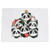 Panda Christmas Tree Funny Animal Christmas Large  ラージペーパーバッグ (正面)