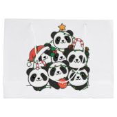 Panda Christmas Tree Funny Animal Christmas Large  ラージペーパーバッグ (裏面)