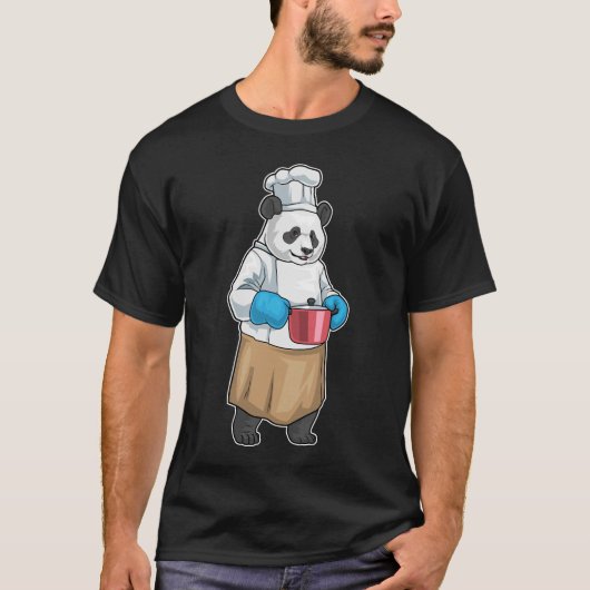 Panda Cook Cooking pot Cooking Tシャツ (正面)