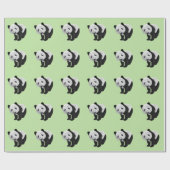 Panda Cub Green ラッピングペーパー (フラット)