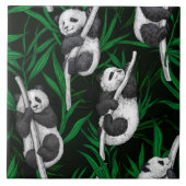 Panda cubs on dark green タイル (正面)