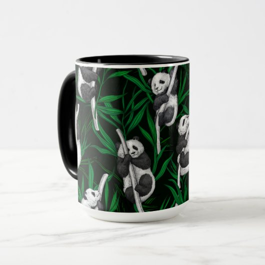 Panda cubs on dark green マグカップ (正面左)
