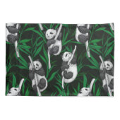 Panda cubs on dark green 枕カバー (裏面-左)