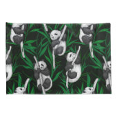Panda cubs on dark green 枕カバー (裏面-右)