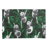 Panda cubs on dark green 枕カバー (正面右)