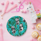 Panda cubs on turquoise ペーパープレート (パーティー)