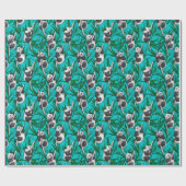 Panda cubs on turquoise ラッピングペーパー (フラット)