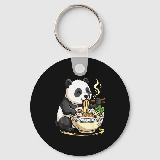 Panda Eating Funny Ramen Noodles  キーホルダー (正面)