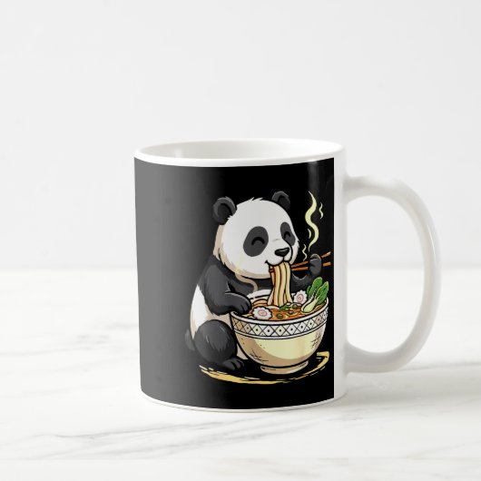 Panda Eating Funny Ramen Noodles  コーヒーマグカップ (右)