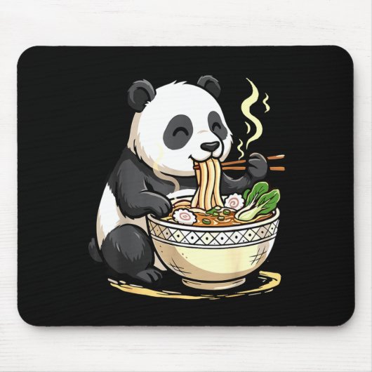 Panda Eating Funny Ramen Noodles  マウスパッド (正面)