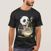 Panda Eating Funny Ramen Noodles Tシャツ (正面)