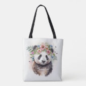Panda Flowers Watercolor                         トートバッグ (裏面)