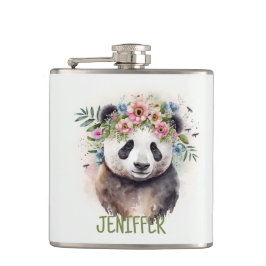 Panda Flowers Watercolor                           フラスク