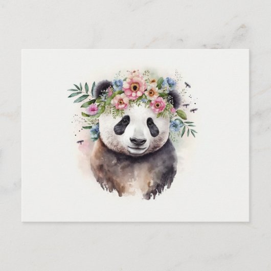 Panda Flowers Watercolor                         ポストカード (正面)
