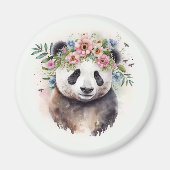 Panda Flowers Watercolor             マグネット (正面)