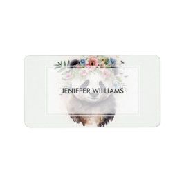 Panda Flowers Watercolor                     ラベル