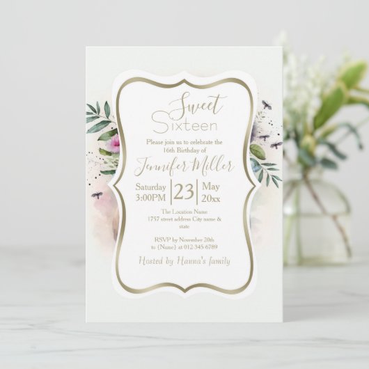 Panda Flowers Watercolor                           招待状 (スタンド正面)