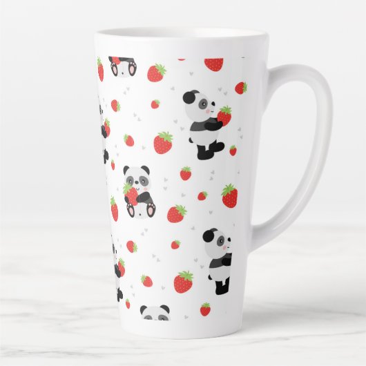 Panda fofo com morango カフェラテマグ (右)
