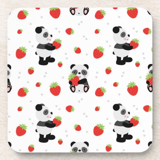 Panda fofo com morango コースター (正面)