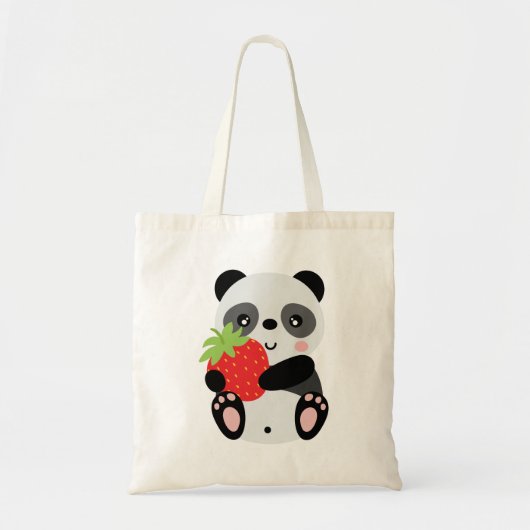 Panda fofo com morango トートバッグ (正面)