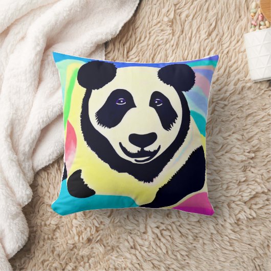  Panda fond multicolore クッション (ブランケット)