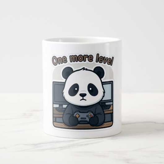 Panda Gamer Meme Cartoon Mug ジャンボコーヒーマグカップ (正面)