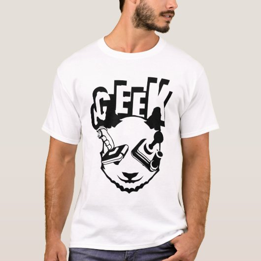 panda geek manette jeux joystick video  tシャツ (正面)