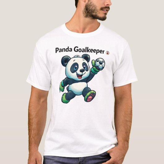 Panda Goalkeeper Soccer Design Tシャツ (正面)