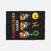 Panda Halloween Christmas Happy Hallothanksmas Pan フリースブランケット (正面(横))