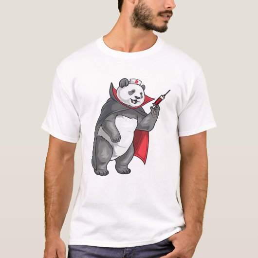 Panda Halloween Vampire Nurse Oversized T-Shirt Tシャツ (正面)