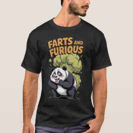 Panda has Fun making Fart on a Black Tシャツ